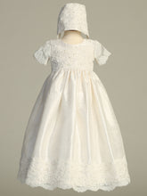 Esther Grace Raw Silk Christening Gown – Baptism Dress for Girls